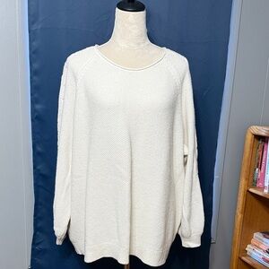 Lands' End Women's Ivory Crew Neck Sweater